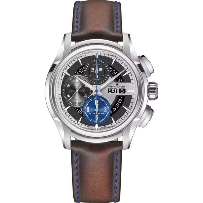 Hamilton Jazzmaster 44mm Face 2 Face III Limited Edition Silver Dial Leather Mens Automatic Watch H32876550