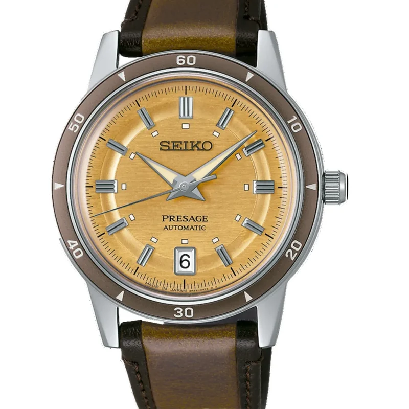 Reloj Seiko SRPL75J1 Presage Style 60's 4R35 correa marrón b2