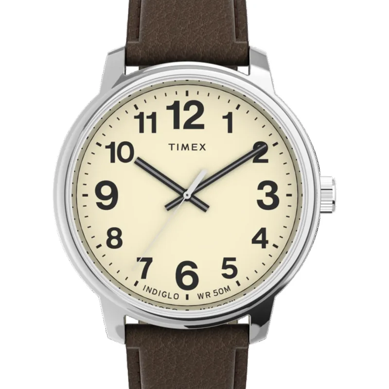 Reloj Timex TW2V21300 Easy Reader de piel marrón para hombre