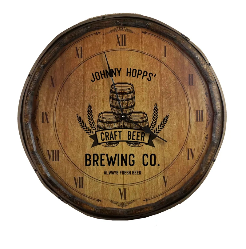 Brewing Company Quarter Barrel Clock - Personalized