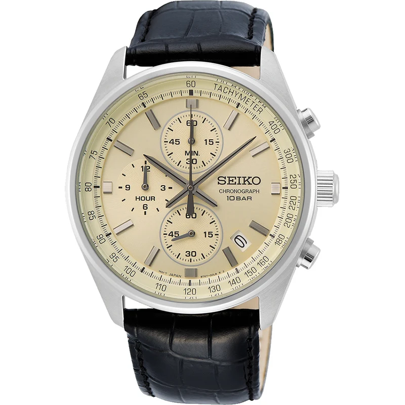Reloj Seiko Hombre SSB383P1 Cuarzo - Acero Inoxidable, Cronógrafo, Piel Negra b2