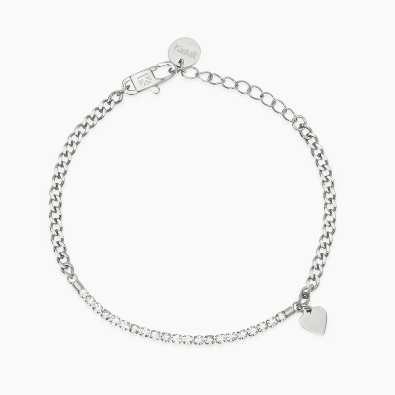 Pulsera Kidult con tenis de cristales y corazón 831068