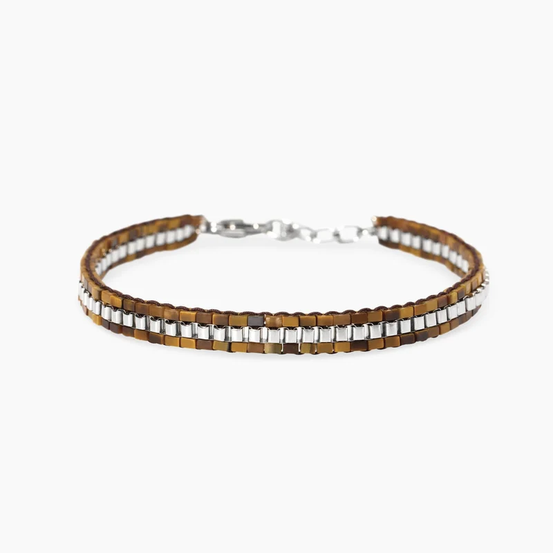 Pulsera Kidult de acero con nylon y ojo de tigre 831136