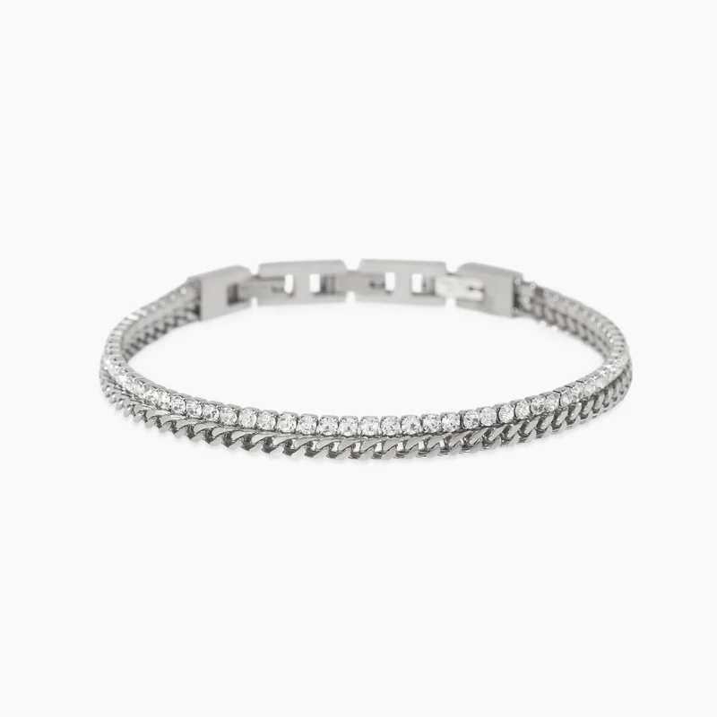Pulsera Kidult con cadena franco y cadena de cristales 831106