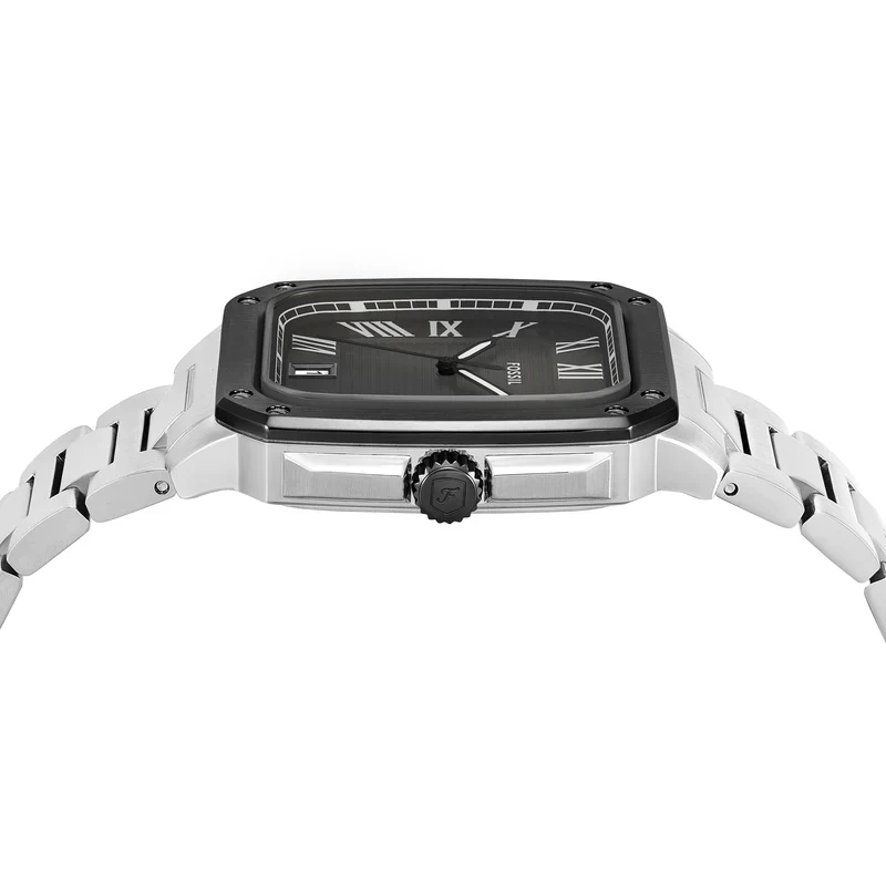 Reloj Fossil Crosby Plateado y Negro Analógico Hombre FS6122