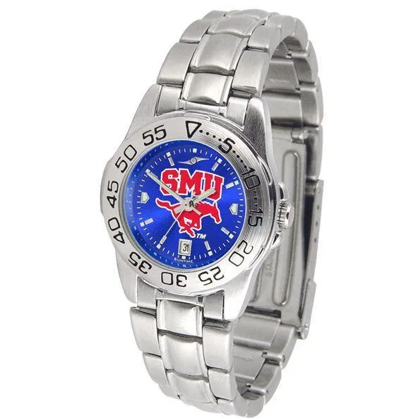 Southern Methodist Mustangs Ladies AnoChrome Steel Band Sports Watch