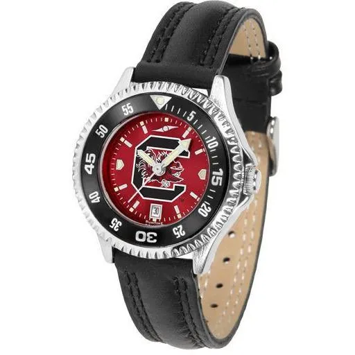 South Carolina Gamecocks Ladies Competitor Ano Poly/Leather Band Watch w/ Colored Bezel