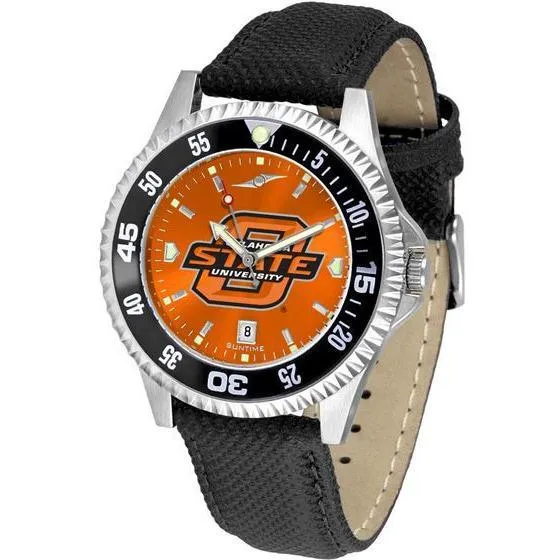 Oklahoma State Cowboys Mens Competitor Ano Poly/Leather Band Watch w/ Colored Bezel