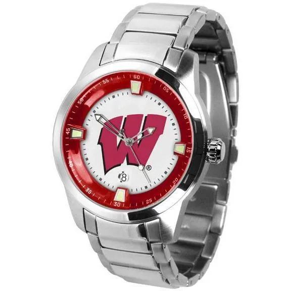 Wisconsin Badgers Men's Titan Stainless Steel Band Watch