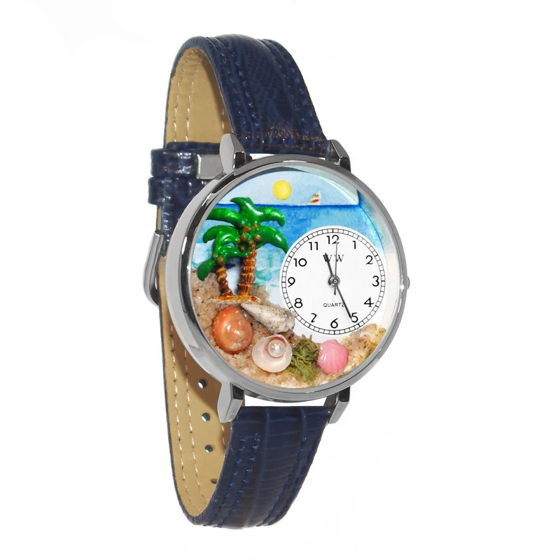 Palm Tree Watch in Silver (Large)