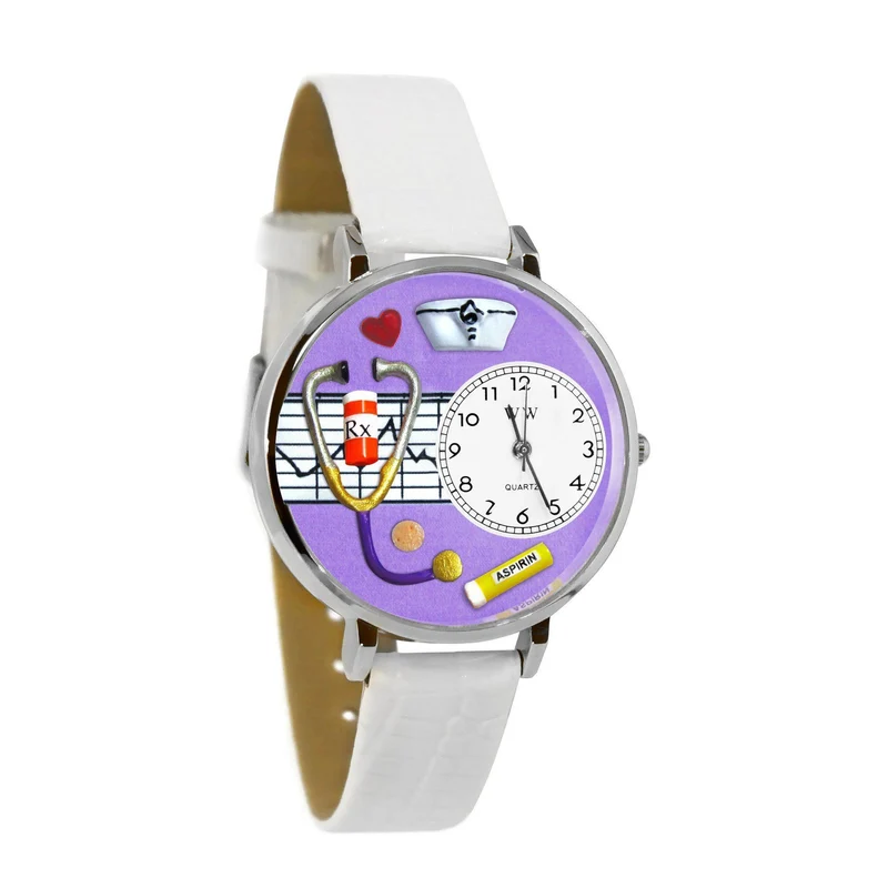 Nurse Purple Watch in Silver (Large)