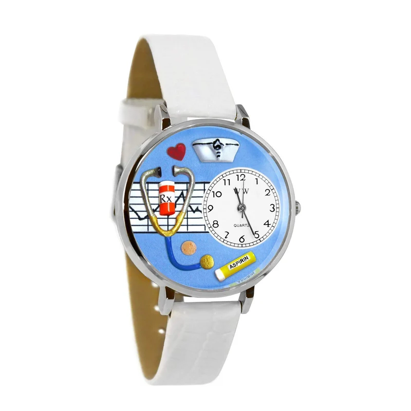 Nurse Blue Watch in Silver (Large)