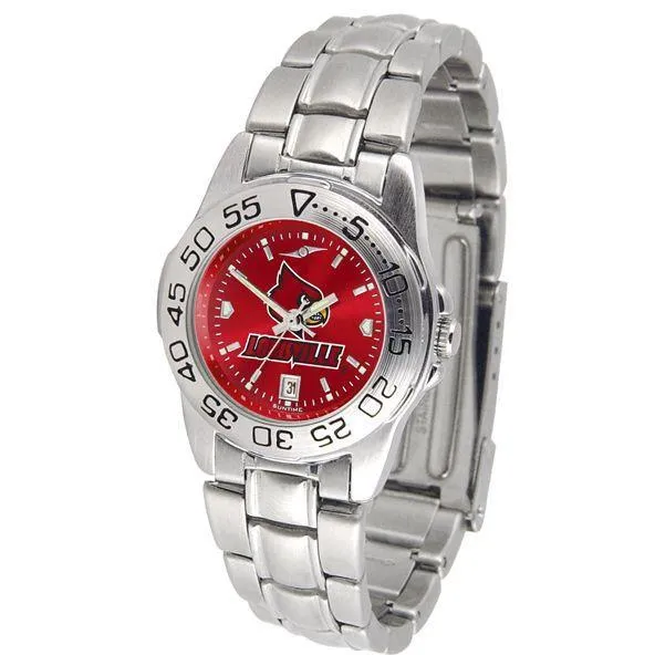 Louisville Cardinals Ladies AnoChrome Steel Band Sports Watch