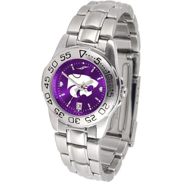 Kansas State Wildcats Ladies AnoChrome Steel Band Sports Watch
