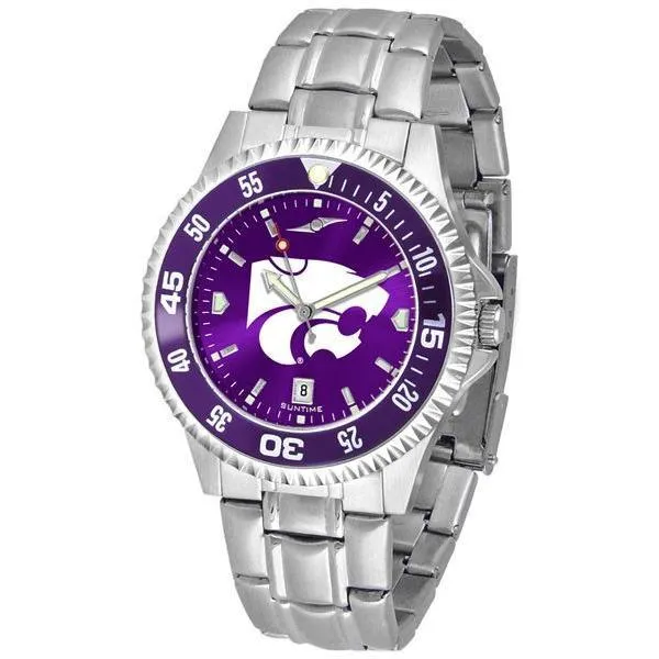 Kansas State Wildcats Mens Competitor AnoChrome Steel Band Watch w/ Colored Bezel