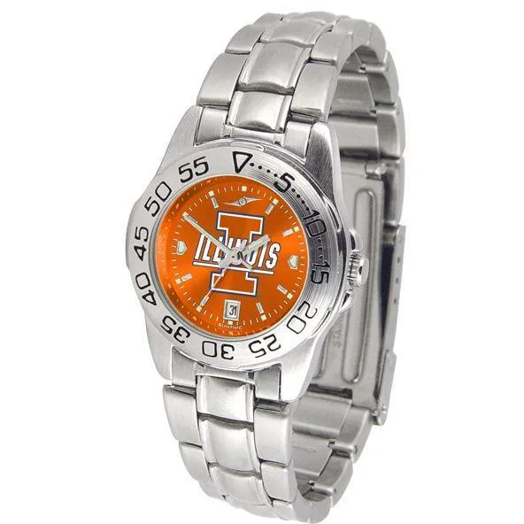 Illinois Fighting Illini Ladies AnoChrome Steel Band Sports Watch
