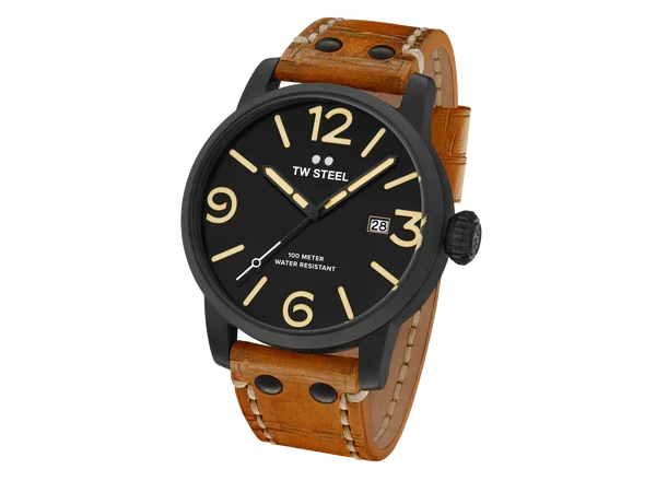 Reloj TW Steel Maverick MS31 con correa de piel marrón