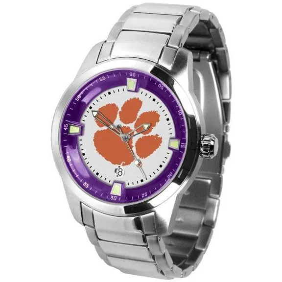 Clemson Tigers Men's Titan Stainless Steel Band Watch