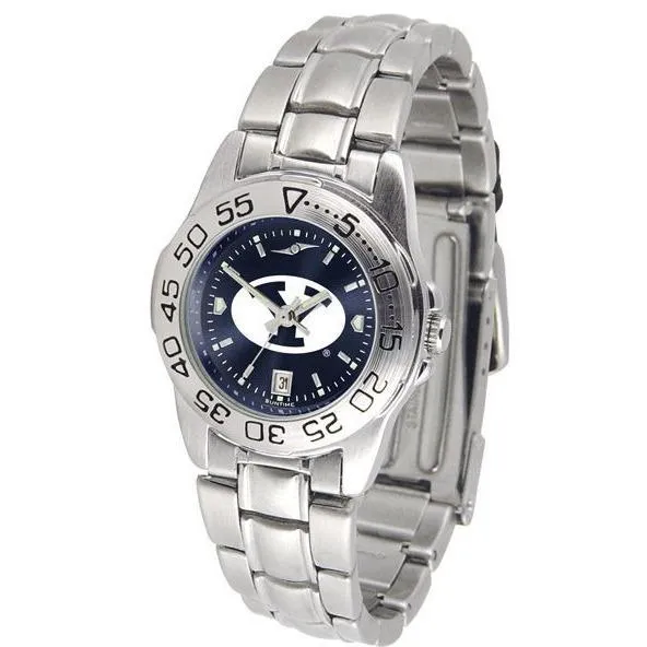 Brigham Young Cougars Ladies AnoChrome Steel Band Sports Watch