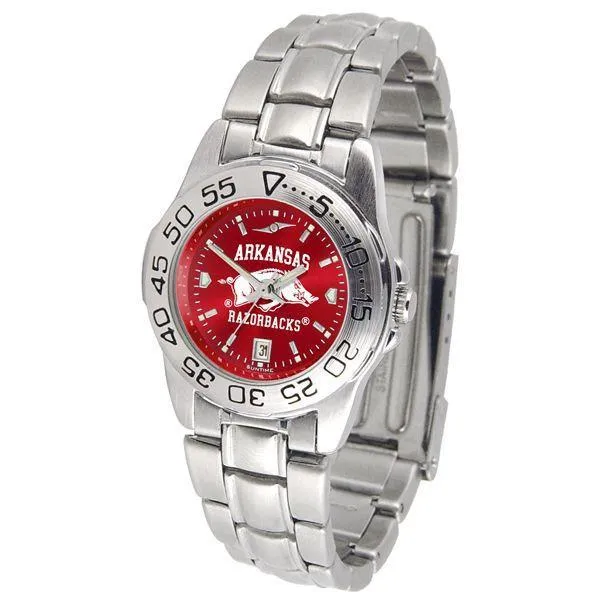 Arkansas Razorbacks Ladies AnoChrome Steel Band Sports Watch