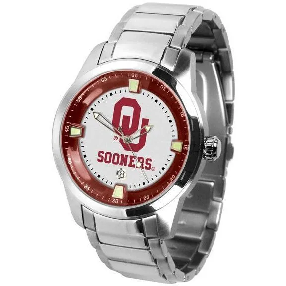 Oklahoma Sooners Men's Titan Stainless Steel Band Watch