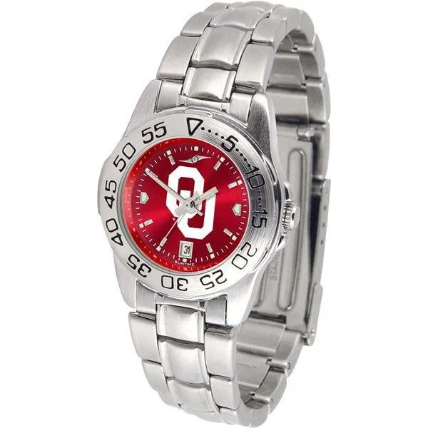 Oklahoma Sooners Ladies AnoChrome Steel Band Sports Watch
