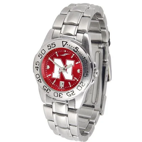 Nebraska Cornhuskers Ladies AnoChrome Steel Band Sports Watch