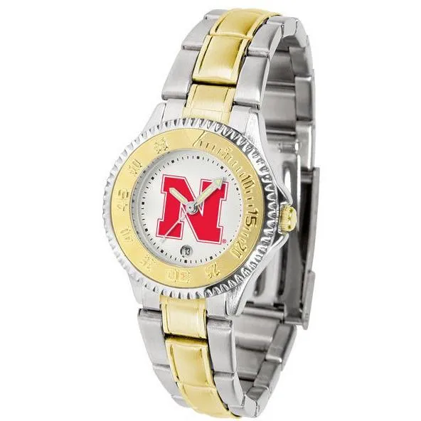 Nebraska Cornhuskers Ladies Competitor Two-Tone Band Watch