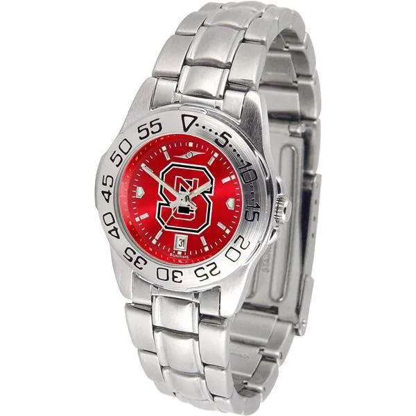North Carolina State Wolfpack Ladies AnoChrome Steel Band Sports Watch