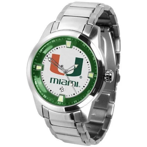 Miami Hurricanes Men's Titan Stainless Steel Band Watch