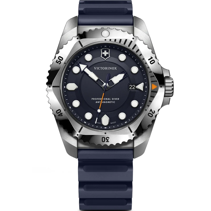 Victorinox Dive Pro 43mm Blue Dial Rubber Mens Quartz Watch 241991