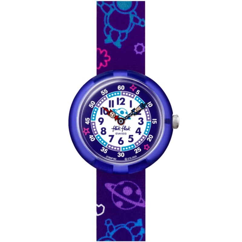 Flik Flak Plan It Two Tone Dial Purple Textile Strap Children’s Watch FBNP182