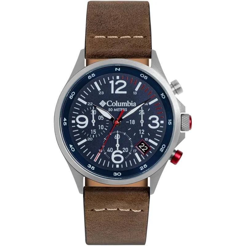 Columbia Canyon Ridge Quartz Blue Dial Leather Strap Men's Watch CSC02-005