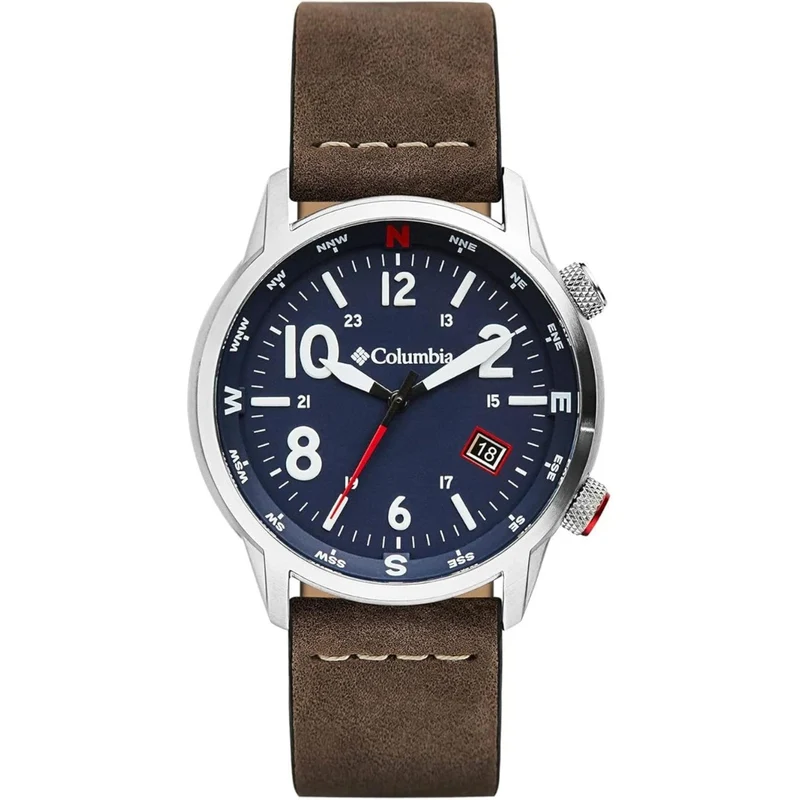 Columbia Outbacker Quartz Navy Blue Dial Brown Leather Strap Men's Watch CSC01-001