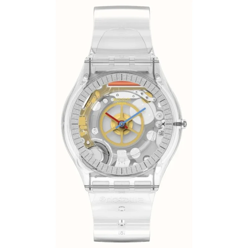 Swatch Quartz Clear Dial Polymer Strap Watch SS08K109