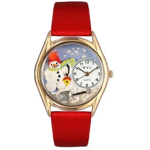 Christmas Snowman Watch Small Gold Style