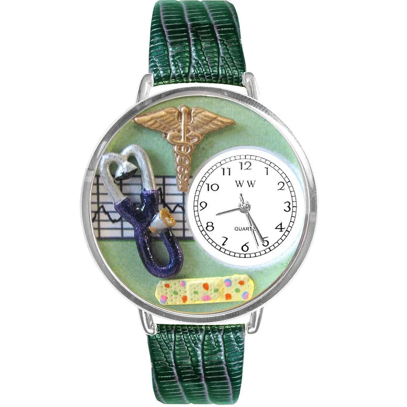Nurse 2 Green Watch in Gold (Large)
