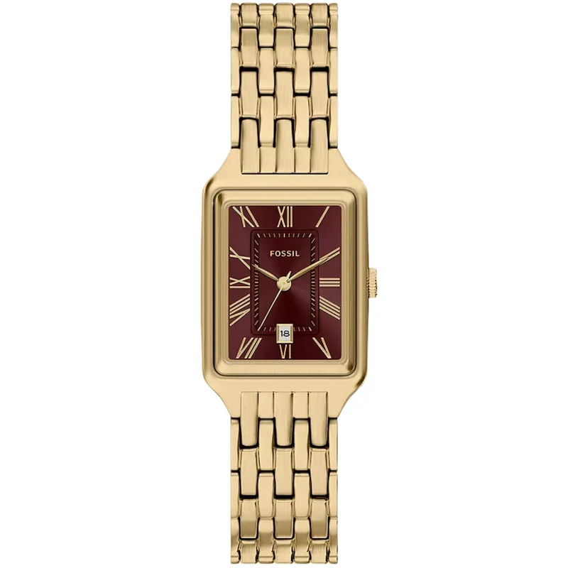 Fossil Raquel 23mm Red Dial Steel Ladies Quartz Watch ES5512