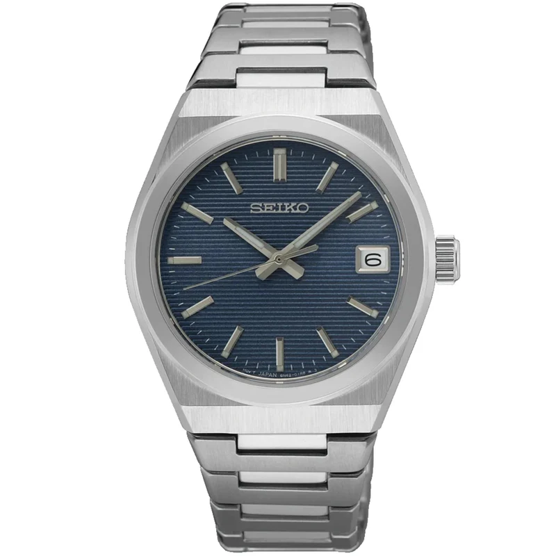 Seiko Essentials 34mm Blue Dial Steel Ladies Quartz Watch SUR575P1