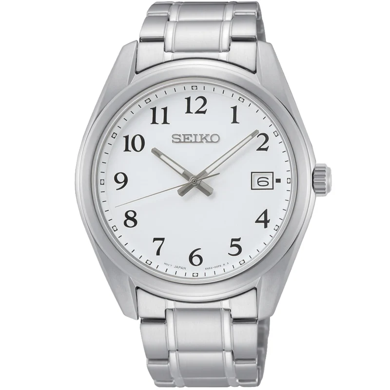 Seiko Essentials 40mm White Dial Steel Mens Quartz Watch SUR459P1