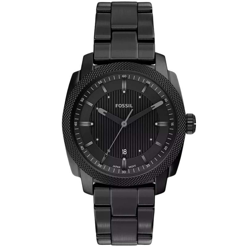 Fossil Machine 41mm Black Dial Steel Mens Quartz Watch FS6186