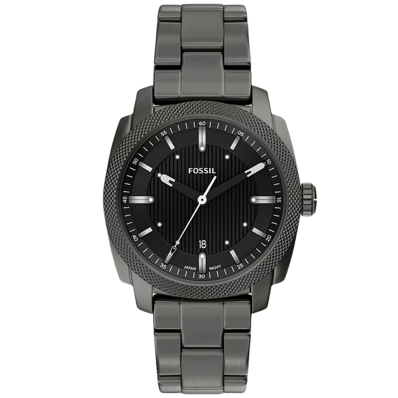Fossil Machine 41mm Black Dial Steel Mens Quartz Watch FS6185