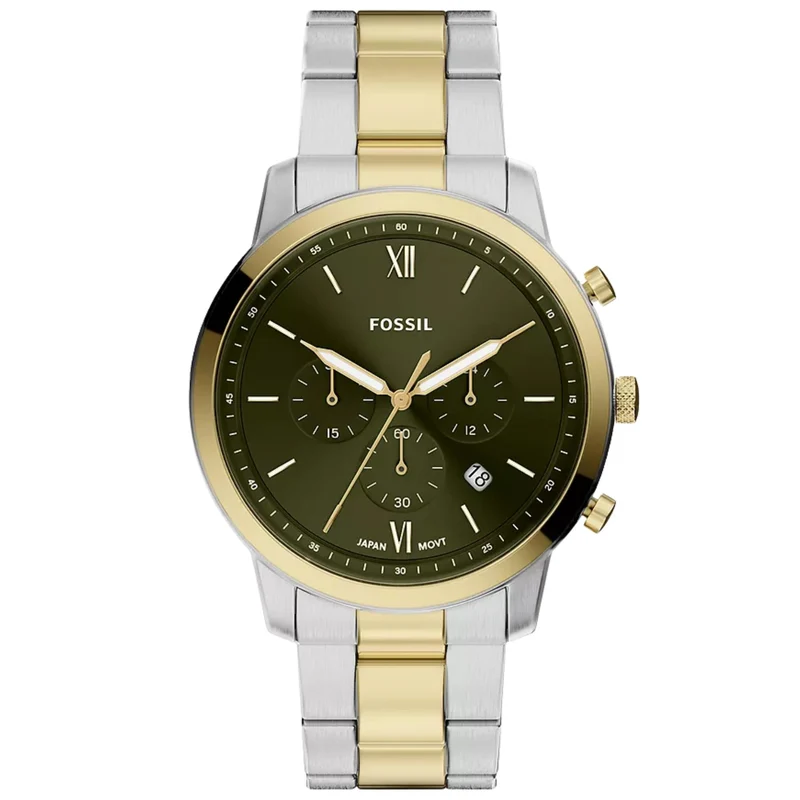 Fossil Neutra 44mm Chronograph Green Dial Steel Mens Quartz Watch FS6189