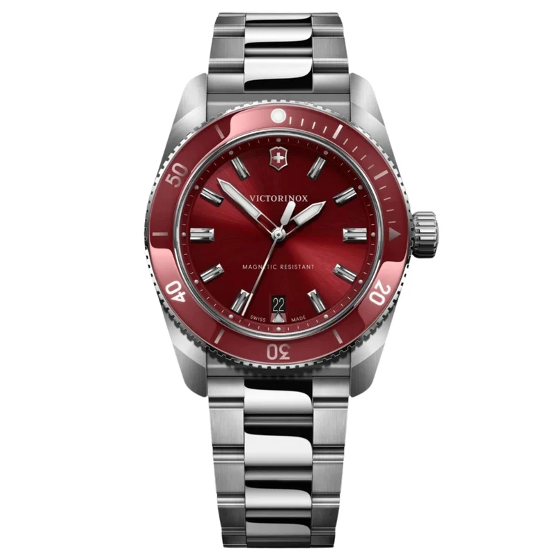Victorinox Maverick 39mm Red Dial Steel Mens Quartz Watch 242098