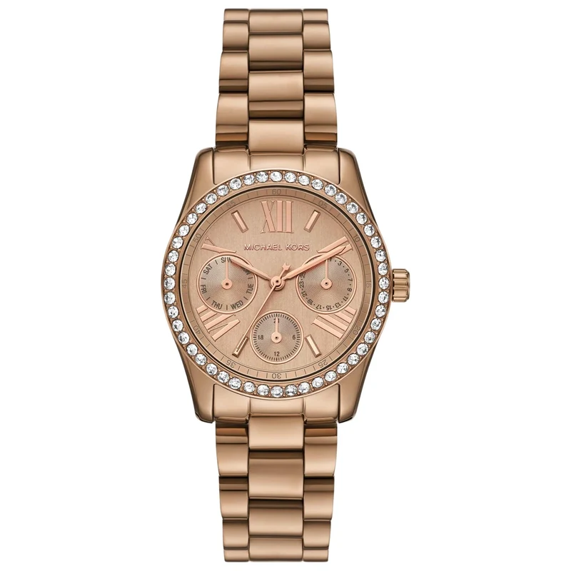 Michael Kors Lexington Pavé 33mm Beige Gold Dial Steel Ladies Quartz Watch MK7631