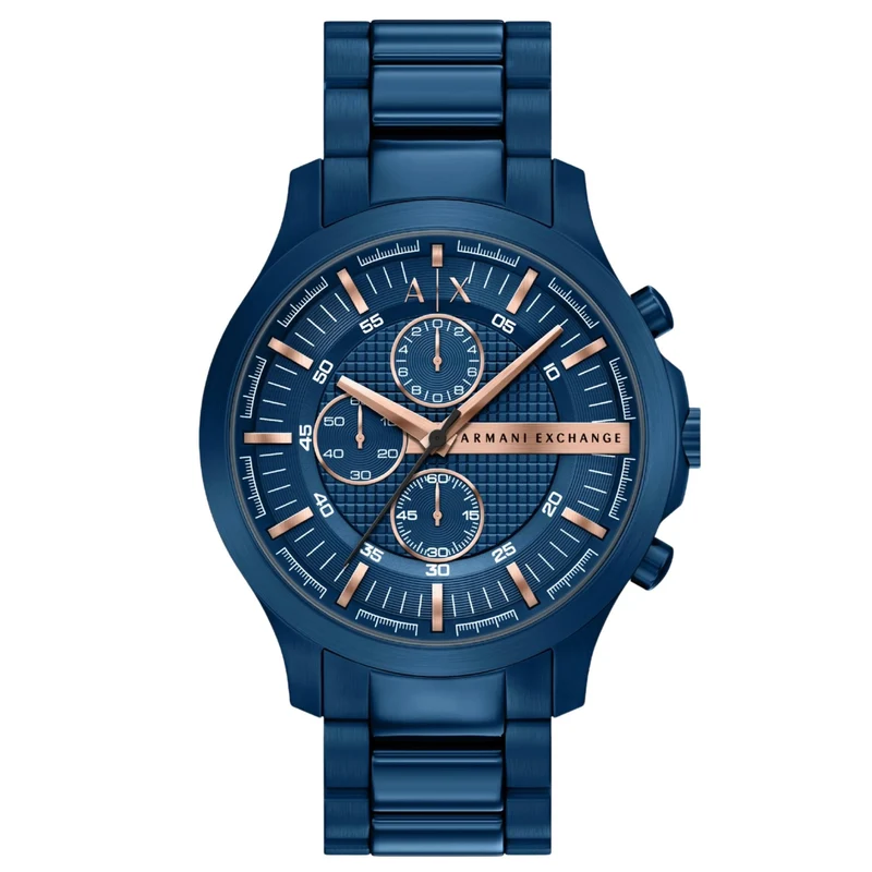 Armani Exchange Hampton 46mm Chronograph Blue Dial Steel Mens Quartz Watch AX2468