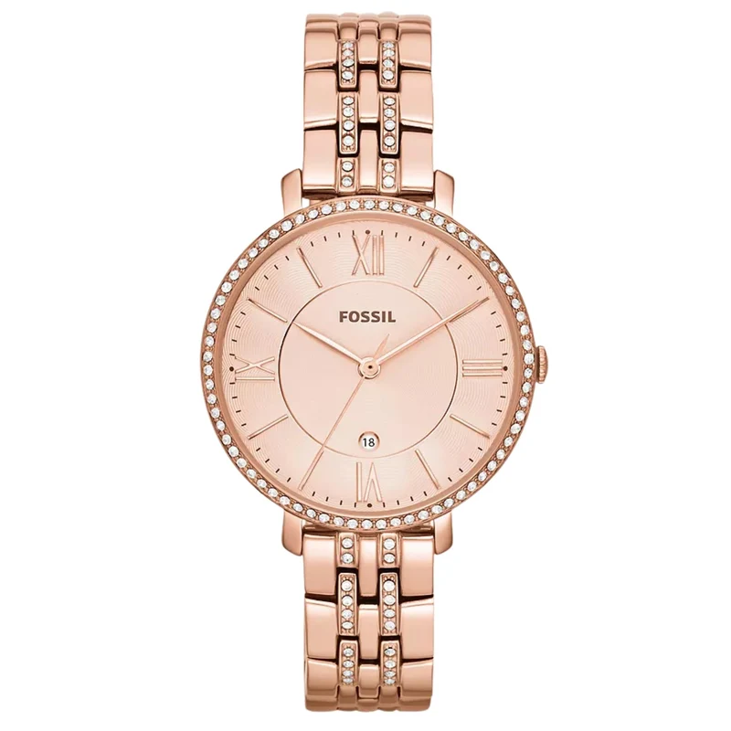 Fossil Jacqueline 36mm Rose Gold Dial Steel Ladies Quartz Watch ES3546