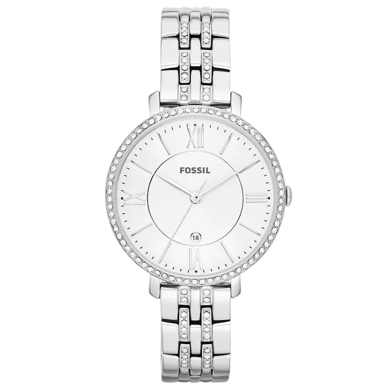 Fossil Jacqueline 36mm Silver Dial Steel Ladies Quartz Watch ES3545