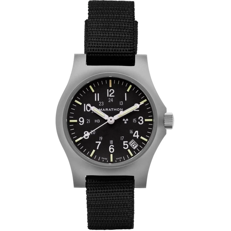 Marathon GPQ-D Officer's Date Quartz Black Dial Men's Watch WW194015SS-0001