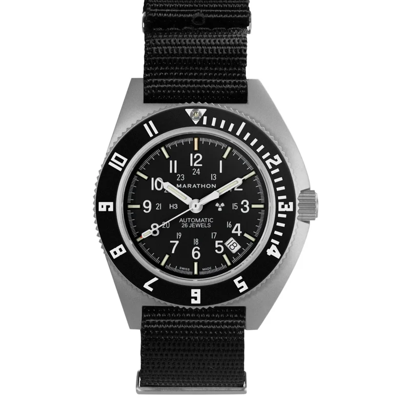 Marathon Steel Navigator Automatic (SSNAV-D AUTO) on Nylon DEFSTAN Black Dial Men's Watch WW194030SS-0103